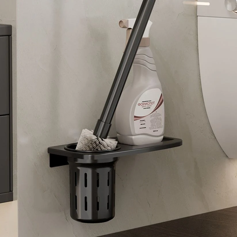 Kit de accesorios de baño moderno, estante de baño negro, juego de accesorios para baño Clearhalo
