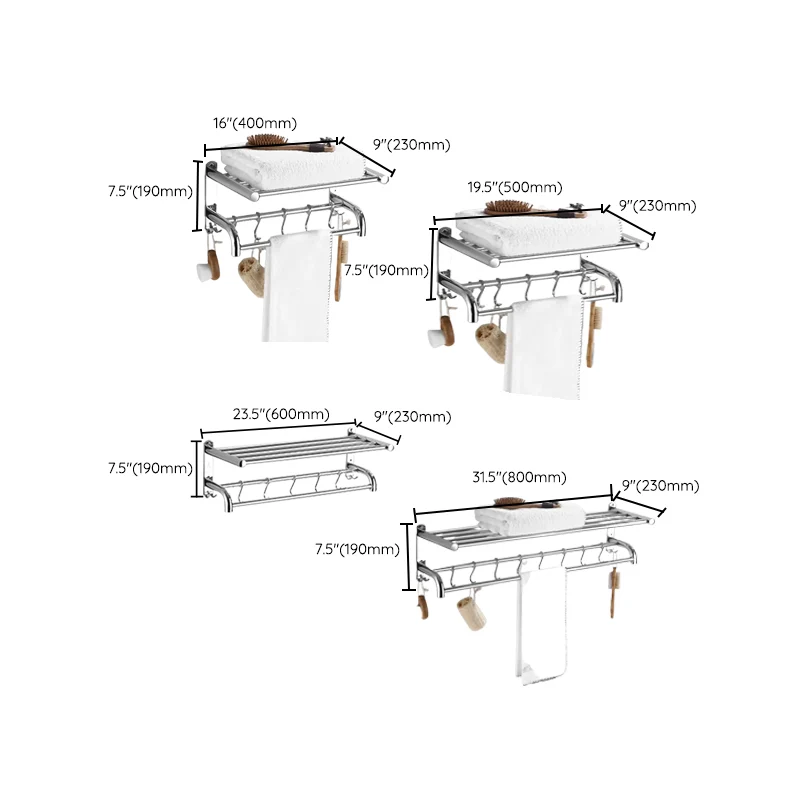 Kit de accesorios de baño moderno, estante de baño de acero inoxidable, juego de baño Clearhalo