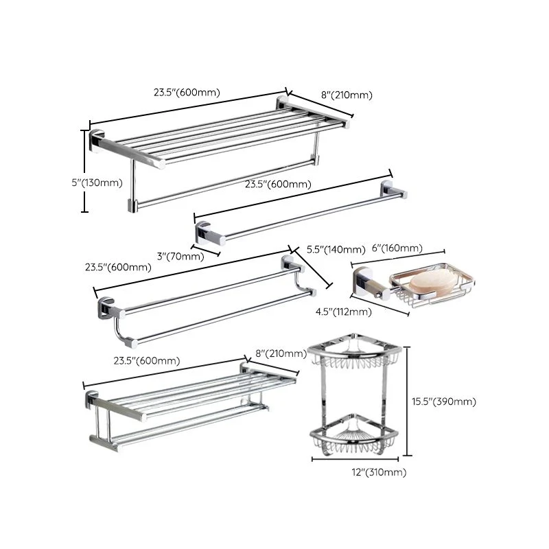 Kit de accesorios de baño moderno, soporte de papel, barra de toalla, juego de baño de acero inoxidable Clearhalo