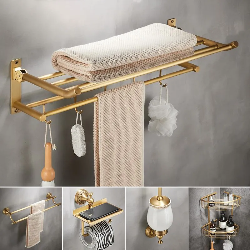 Kit de accesorios de baño moderno, soporte de papel, estante de baño, juego de accesorios de baño dorados Clearhalo