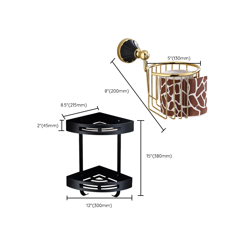 Kit de accesorios de baño tradicional, toallero, estante de baño, juego de accesorios de baño negro Clearhalo