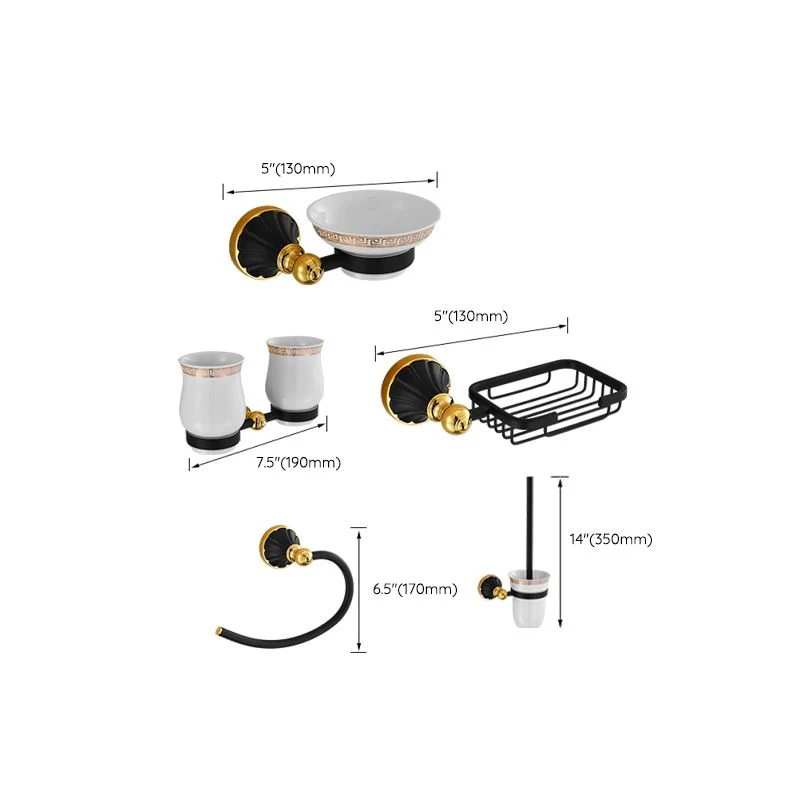 Kit de accesorios de baño tradicional, toallero, estante de baño, juego de accesorios de baño negro Clearhalo