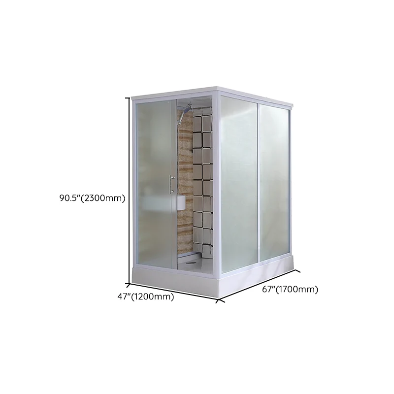 Kit de ducha blanco enmarcado Cabina de ducha esmerilada rectangular de esquina Clearhalo