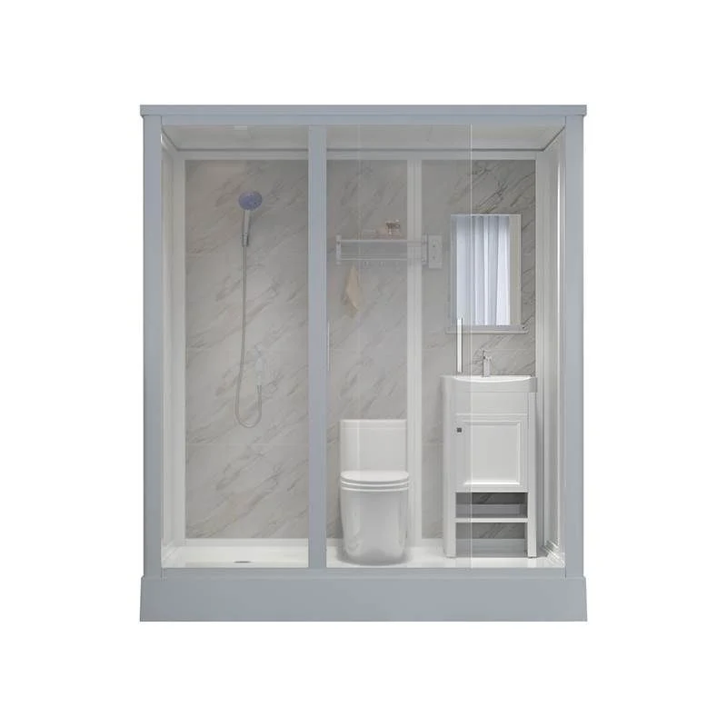 Kit de ducha blanco enmarcado Cabina de ducha esmerilada rectangular de esquina Clearhalo
