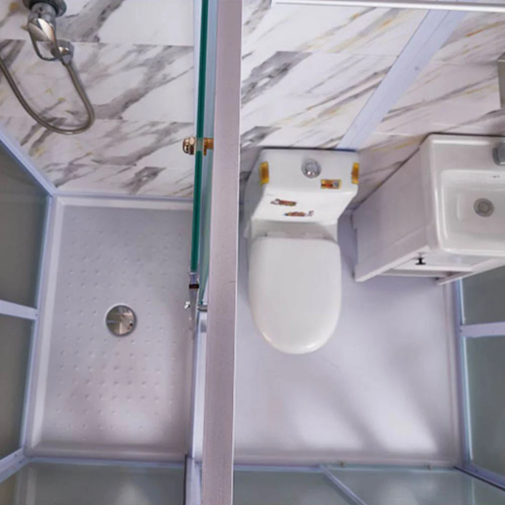 Kit de ducha blanco enmarcado Cabina de ducha esmerilada rectangular de esquina Clearhalo