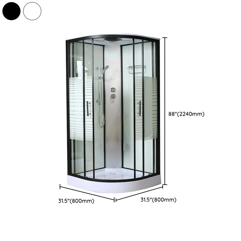 Kit de ducha contemporáneo Cabina de ducha en forma de arco enmarcada templada transparente Blanco Clearhalo