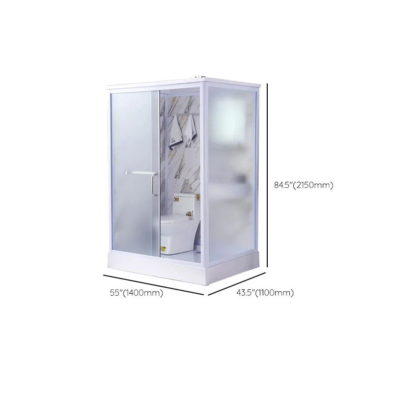 Kit de ducha deslizante individual blanco, cabina de ducha esmerilada rectangular Clearhalo