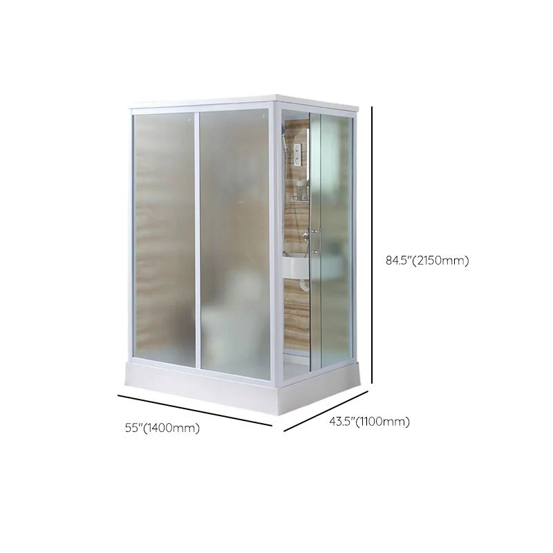 Kit de ducha deslizante individual blanco, cabina de ducha esmerilada rectangular Clearhalo