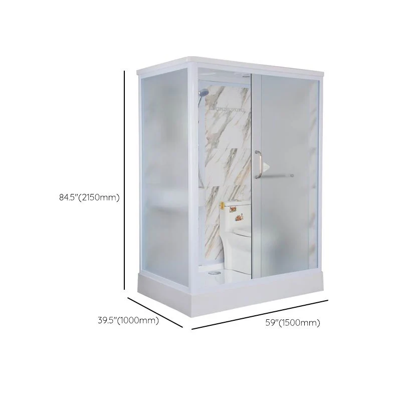 Kit de ducha deslizante individual blanco, cabina de ducha esmerilada rectangular Clearhalo