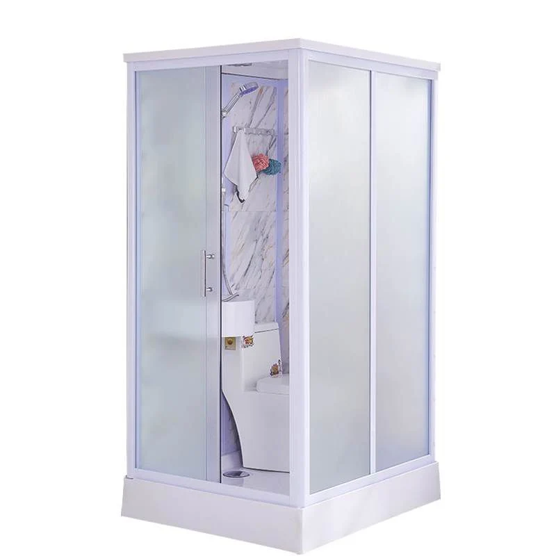 Kit de ducha deslizante individual blanco, cabina de ducha esmerilada rectangular Clearhalo