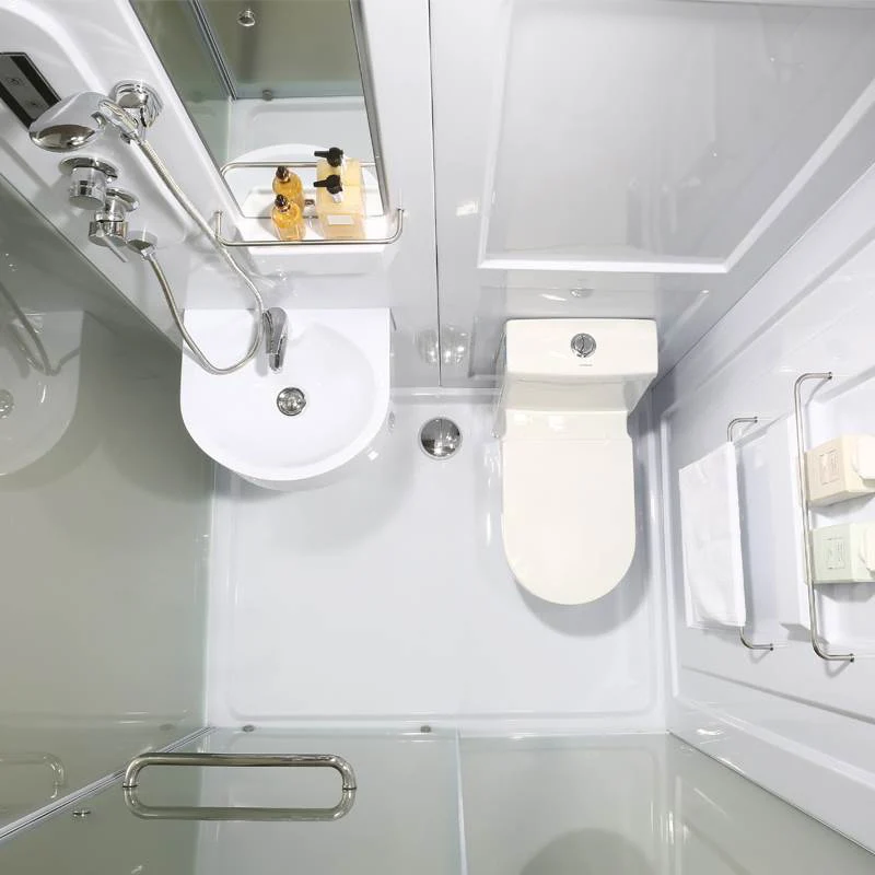 Kit de ducha deslizante individual blanco, cabina de ducha esmerilada rectangular Clearhalo
