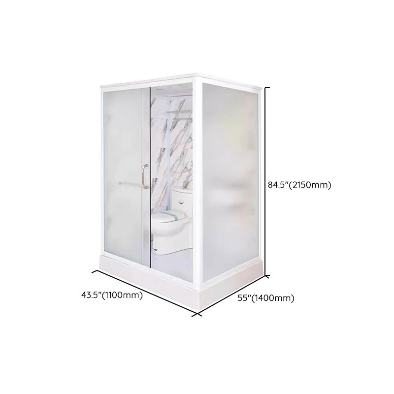 Kit de ducha deslizante individual enmarcado Cabina de ducha esmerilada rectangular Clearhalo