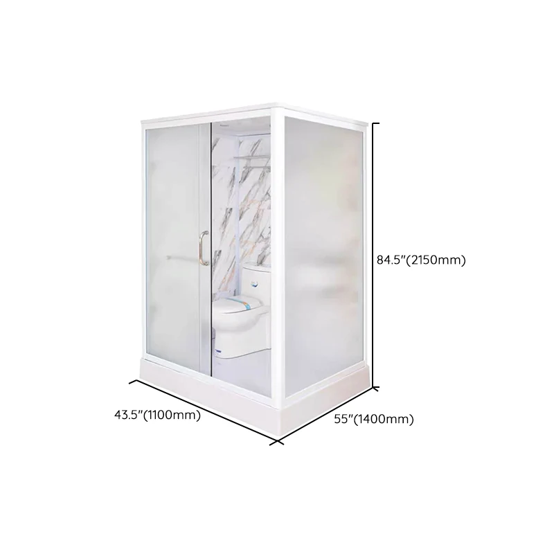 Kit de ducha deslizante individual enmarcado Cabina de ducha esmerilada rectangular Clearhalo