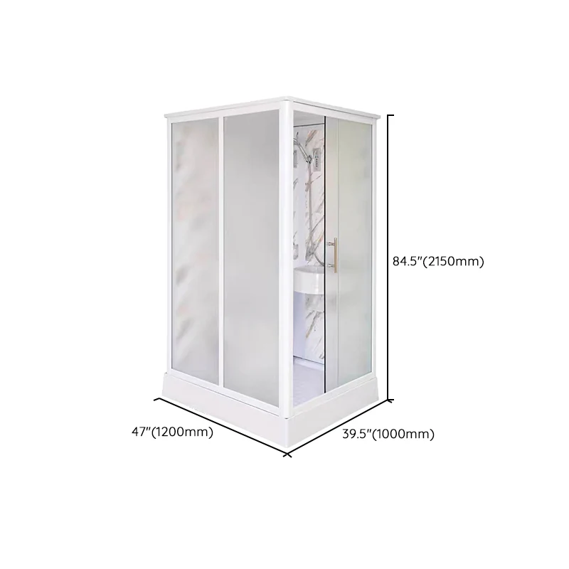 Kit de ducha deslizante individual enmarcado Cabina de ducha esmerilada rectangular Clearhalo