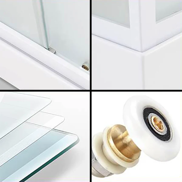 Kit de ducha deslizante individual enmarcado Cabina de ducha rectangular esmerilada Clearhalo
