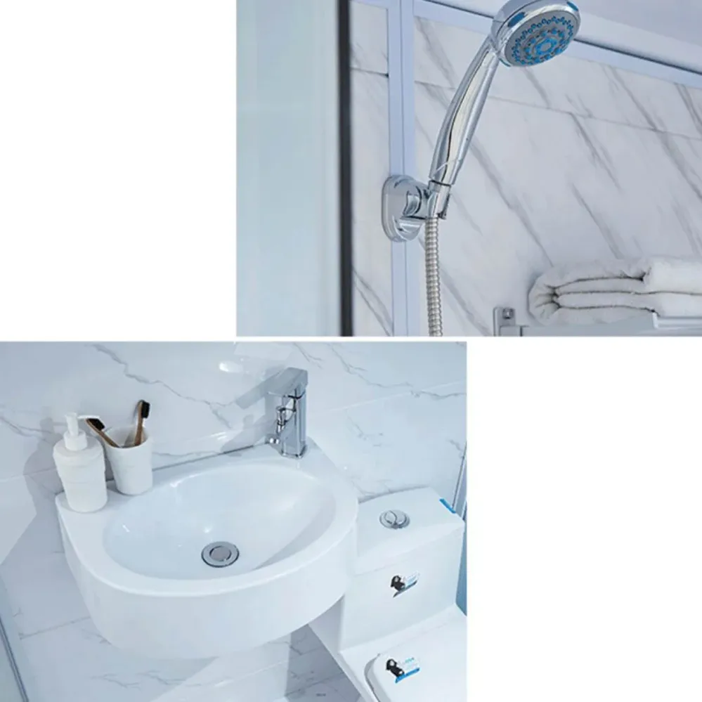 Kit de ducha de esquina esmerilado cuadrado con cabina de ducha blanca enmarcada con base incluida Clearhalo