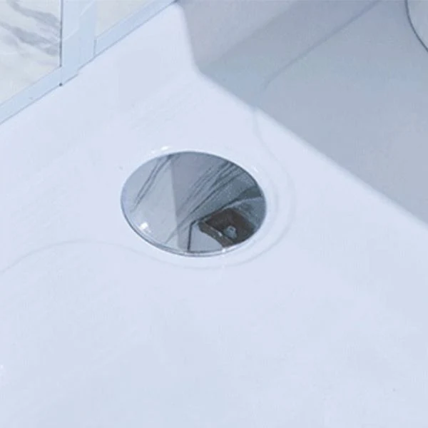 Kit de ducha de esquina esmerilado cuadrado con cabina de ducha blanca enmarcada con base incluida Clearhalo