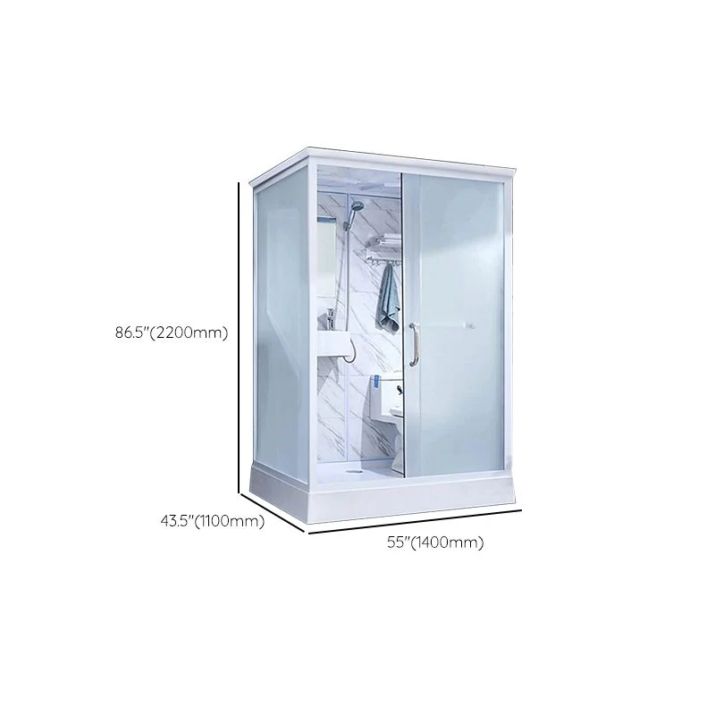 Kit de ducha de esquina esmerilado cuadrado con cabina de ducha blanca enmarcada con base incluida Clearhalo