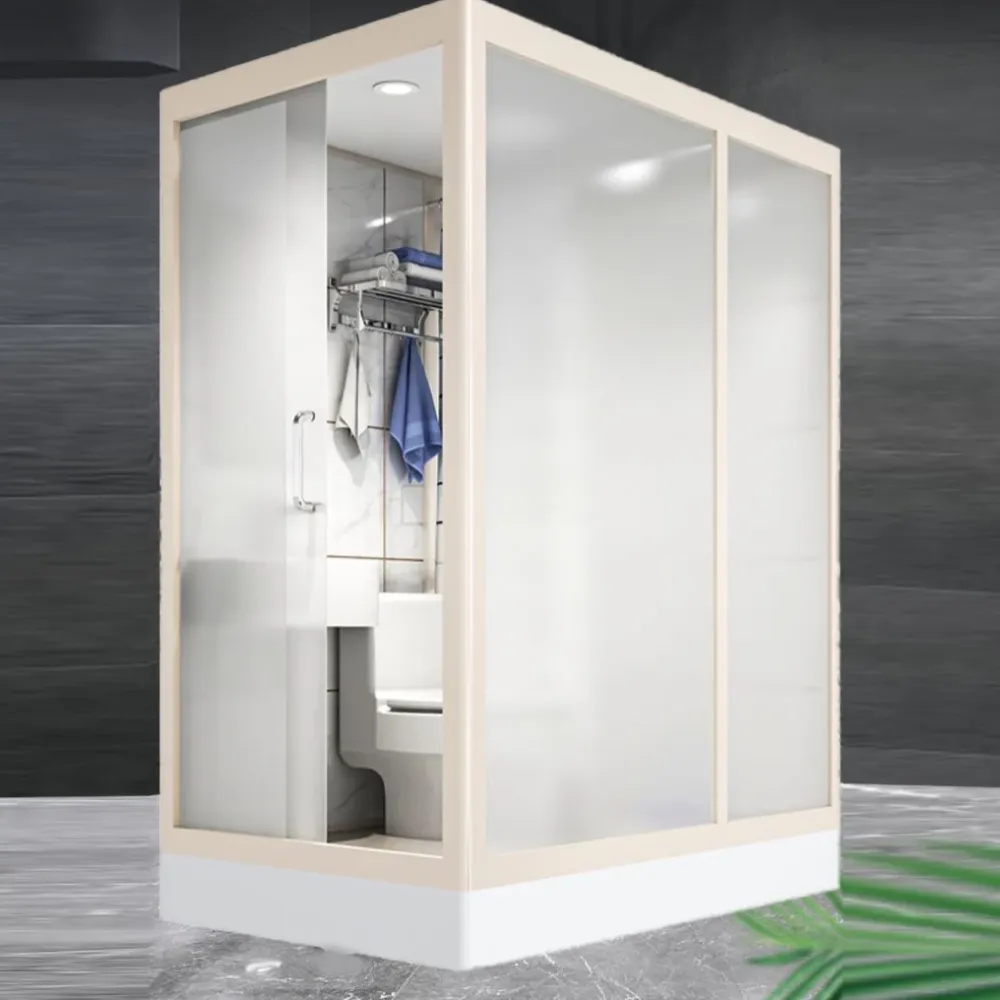 Kit de ducha moderno con marco de vidrio templado y base incluida, cabina de ducha con marco en blanco Clearhalo