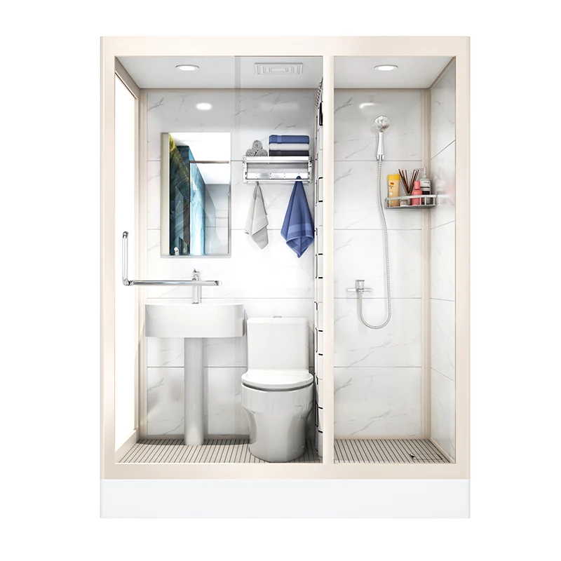 Kit de ducha moderno con marco de vidrio templado y base incluida, cabina de ducha con marco en blanco Clearhalo