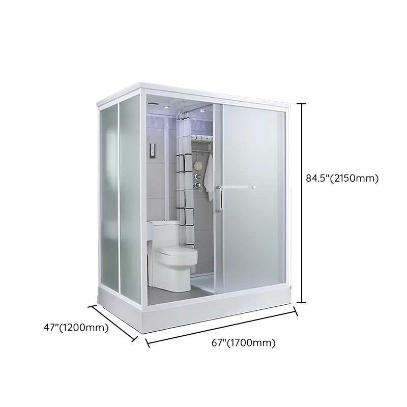 Kit de ducha rectangular deslizante individual Cabina de ducha con marco templado Clearhalo
