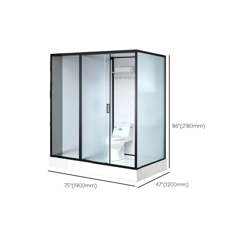 Kit de ducha rectangular deslizante individual, cabina de ducha esmerilada blanca con plato de ducha Clearhalo