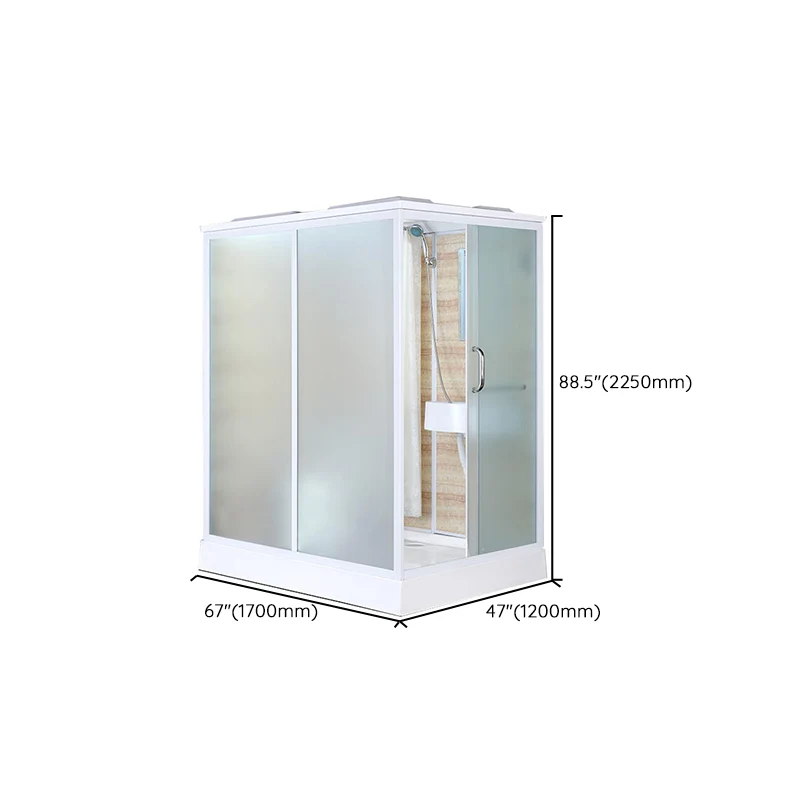 Kit de ducha rectangular deslizante individual enmarcado con cabina de ducha blanca Clearhalo