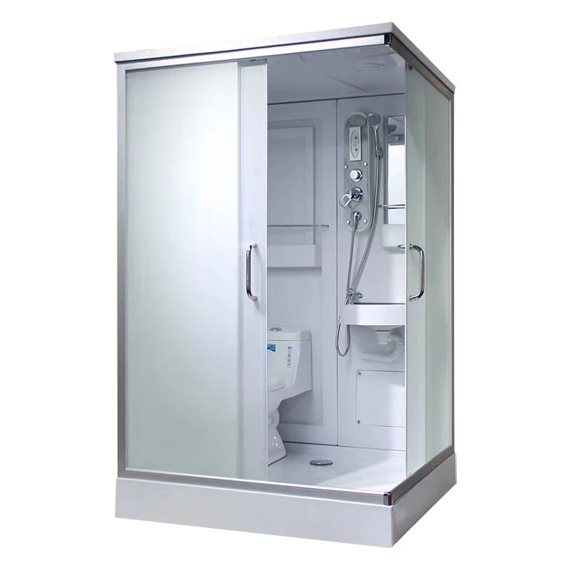 Kit de ducha rectangular de doble deslizamiento Cabina de ducha esmerilada blanca Clearhalo