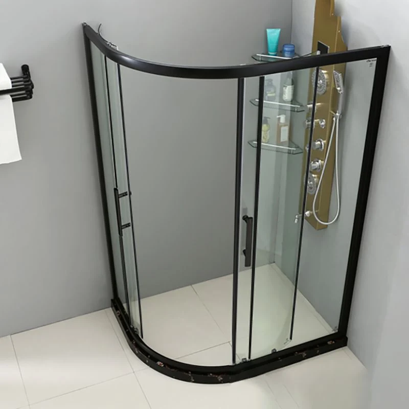 Kit de ducha de vidrio de fácil limpieza con cabina de ducha con marco negro y panel fijo Clearhalo