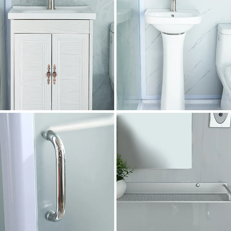 Kit de ducha de vidrio templado enmarcado con base incluida Cabina de ducha enmarcada en blanco Clearhalo