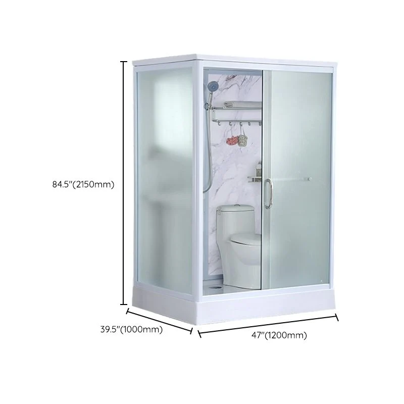 Kit de ducha de vidrio templado enmarcado con base incluida Cabina de ducha enmarcada en blanco Clearhalo