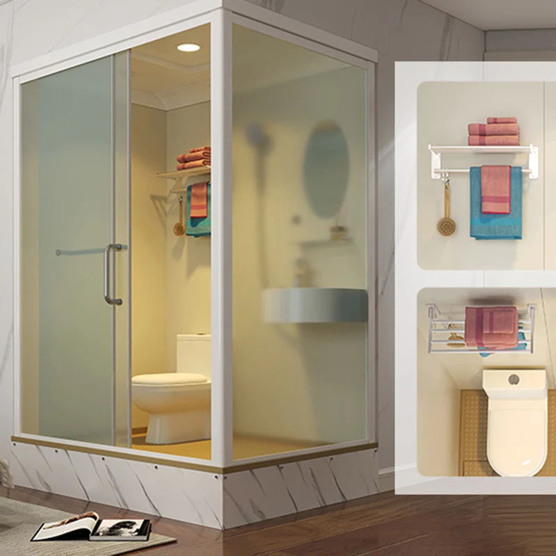 Kit de ducha de vidrio templado esmerilado con techo y panel de pared posterior Clearhalo