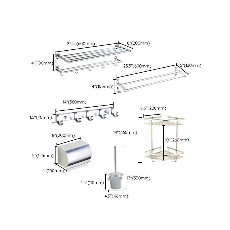 Kit moderno de accesorios de baño con estante de baño y soporte de papel de acero inoxidable Clearhalo