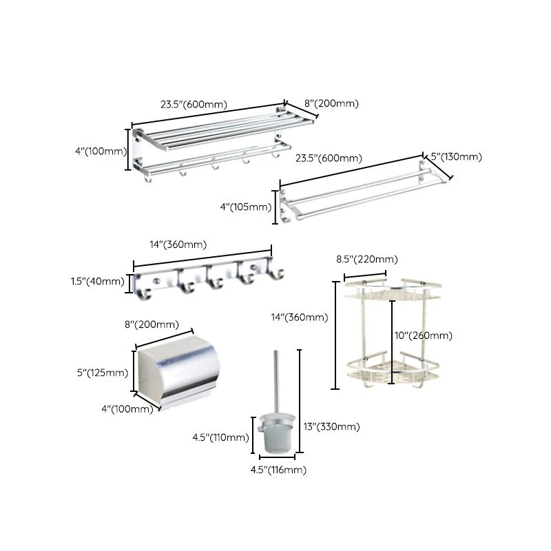 Kit moderno de accesorios de baño con estante de baño y soporte de papel de acero inoxidable Clearhalo