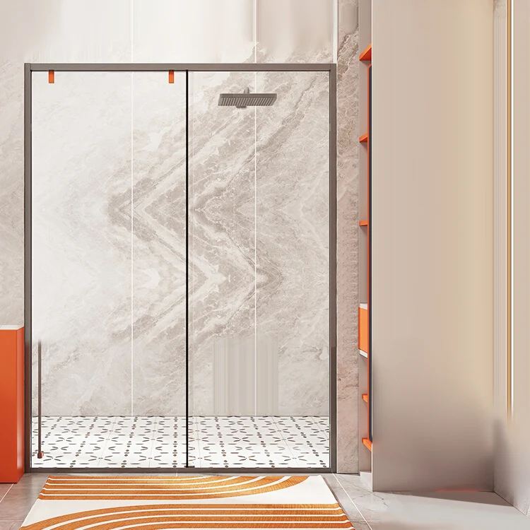 Las puertas de ducha semi sin marco de plata escogen la puerta corrediza del baño de la ducha Clearhalo