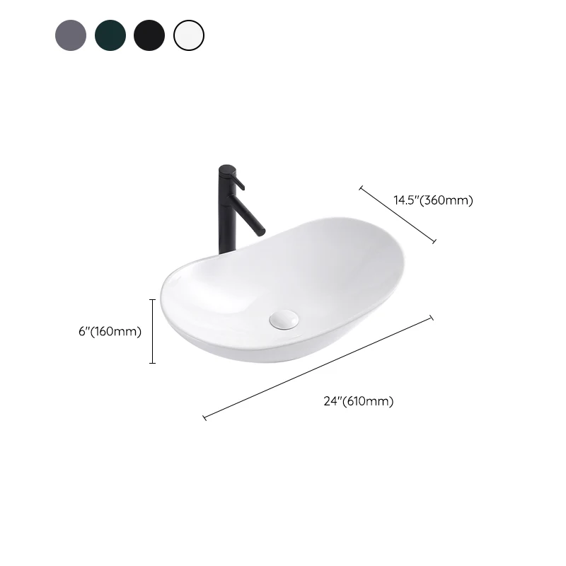 Lavabo de baño moderno Lavabo de baño ovalado desbordante con lavabo y grifo Clearhalo