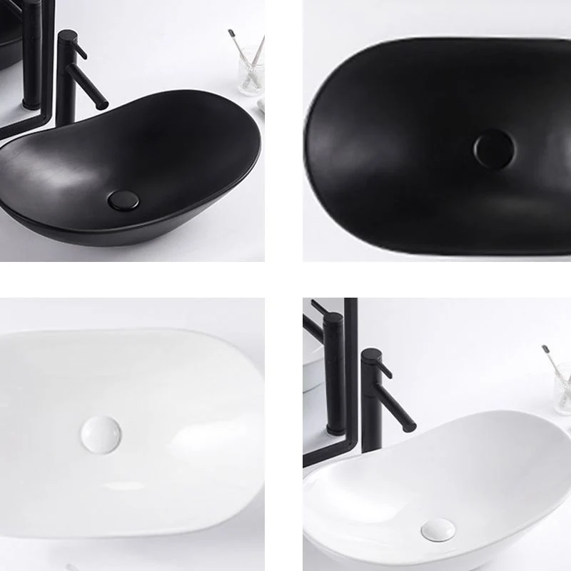 Lavabo de baño moderno Lavabo de baño ovalado desbordante con lavabo y grifo Clearhalo
