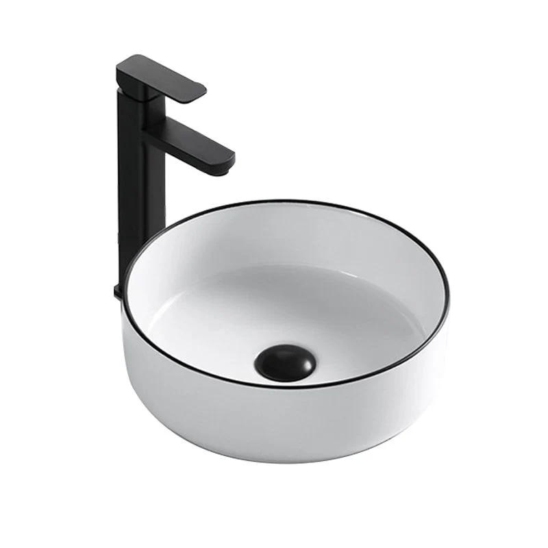 Lavabo de baño moderno rectangular de porcelana con lavabo de lavabo de montaje de desbordamiento y drenaje Clearhalo