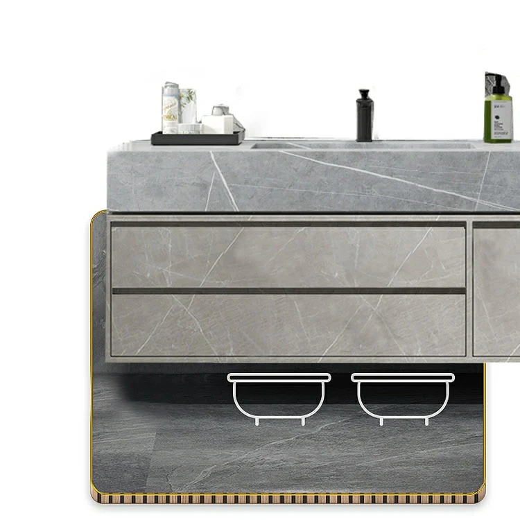 Lavabo incluido, tocador para lavabo de baño de montaje en pared con espejo para grifo Clearhalo