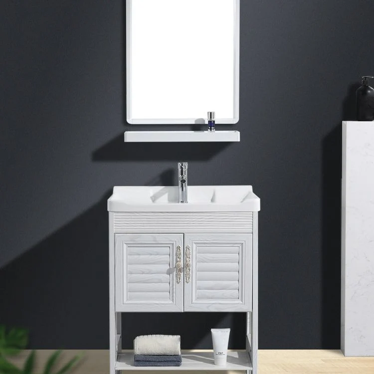 Lavabo independiente moderno con lavabo incluido en blanco para baño Clearhalo