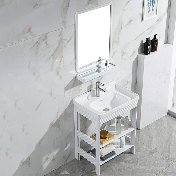 Lavabo independiente moderno con lavabo incluido en blanco para baño Clearhalo