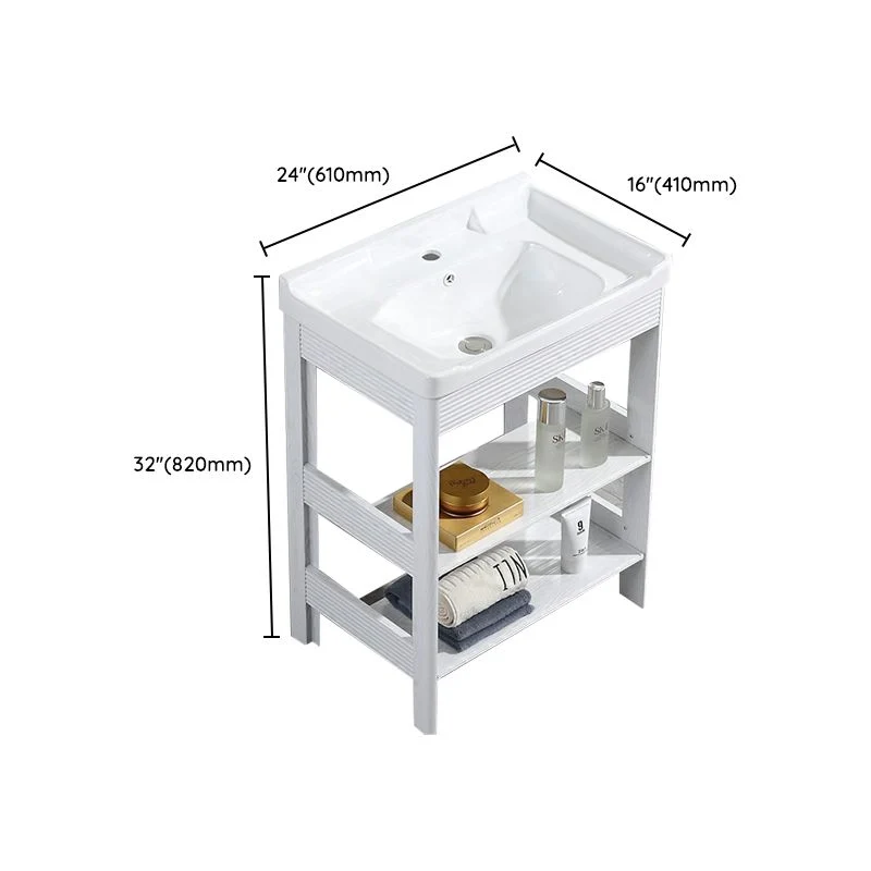 Lavabo independiente moderno con lavabo incluido en blanco para baño Clearhalo