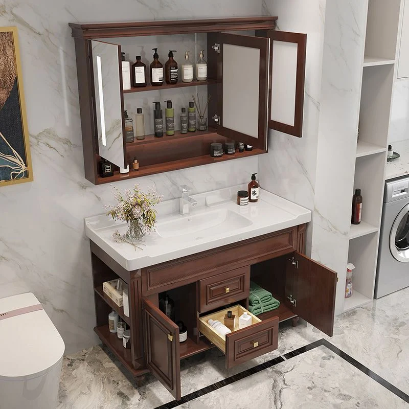 Lavabo individual moderno, lavabo de baño independiente, tocador con espejo Clearhalo