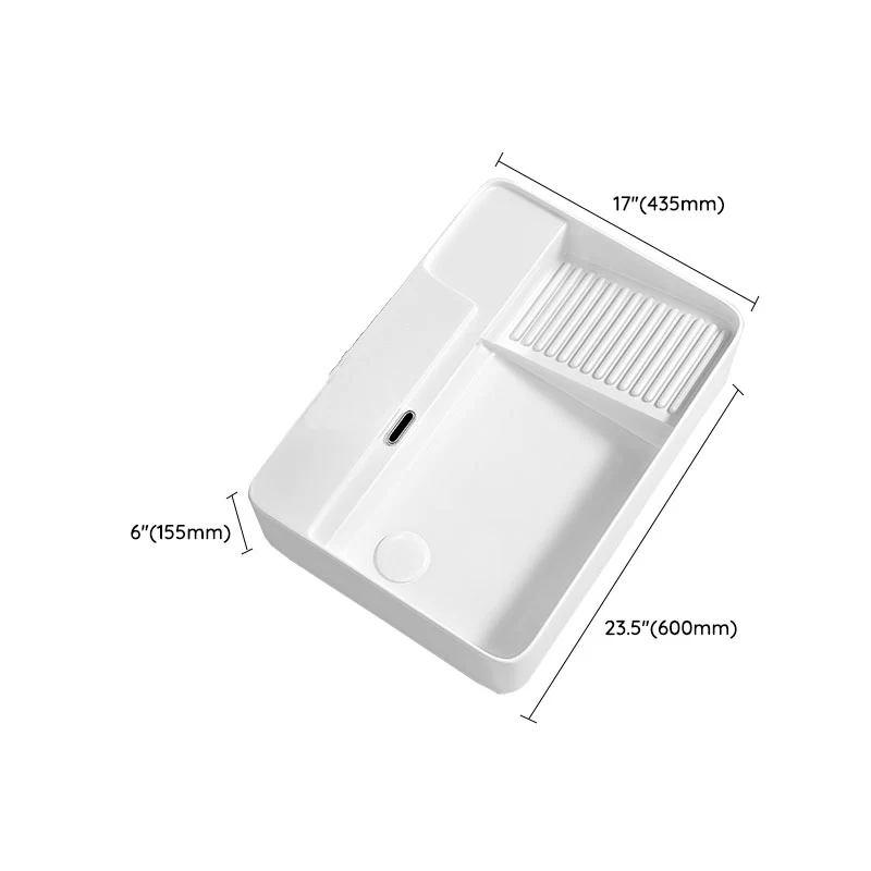 Lavabo de lavabo moderno de porcelana con soporte de lavado de desbordamiento Clearhalo
