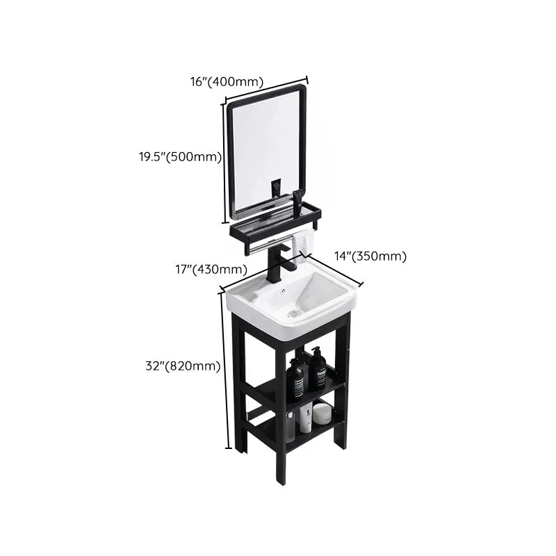 Lavabo moderno independiente incluido tocador de baño en negro para baño Clearhalo