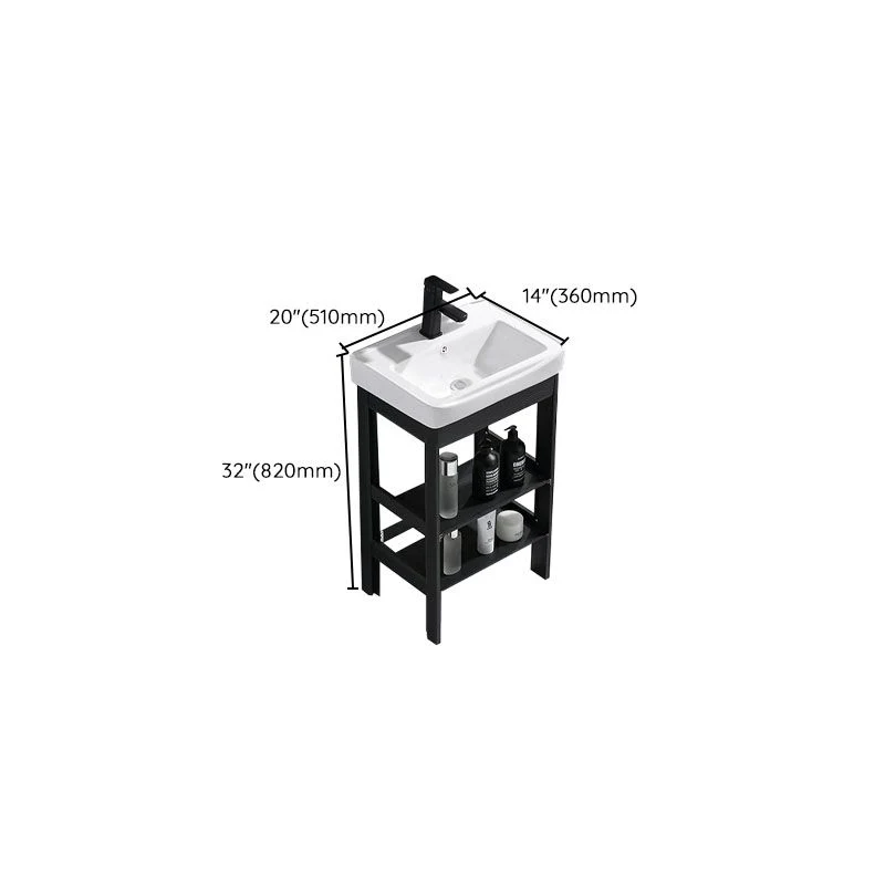 Lavabo moderno independiente incluido tocador de baño en negro para baño Clearhalo