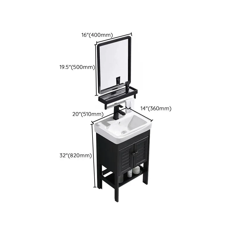 Lavabo moderno independiente incluido tocador de baño en negro para baño Clearhalo