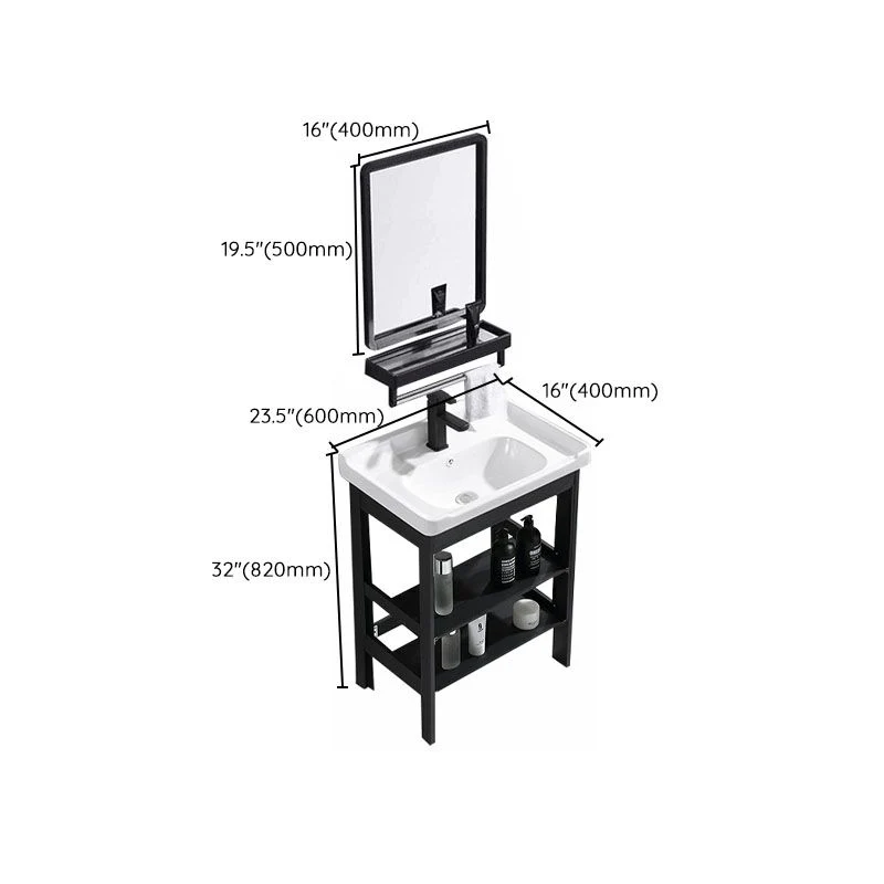 Lavabo moderno independiente incluido tocador de baño en negro para baño Clearhalo