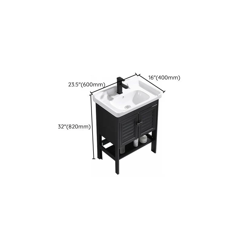 Lavabo moderno independiente incluido tocador de baño en negro para baño Clearhalo