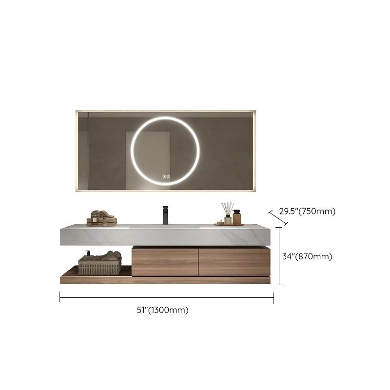 Lavabo de montaje en pared incluido, lavabo de baño, tocador con grifo de espejo Clearhalo